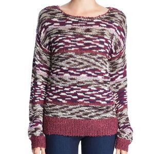NEW Cupio Mixed Stripe Pattern Slouchy Sweater L